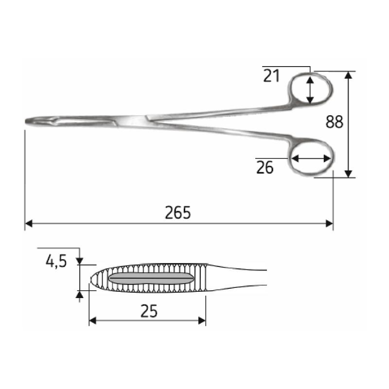 Затискач Maier, 26,5 см, прямий, J-18-531, Surgicon